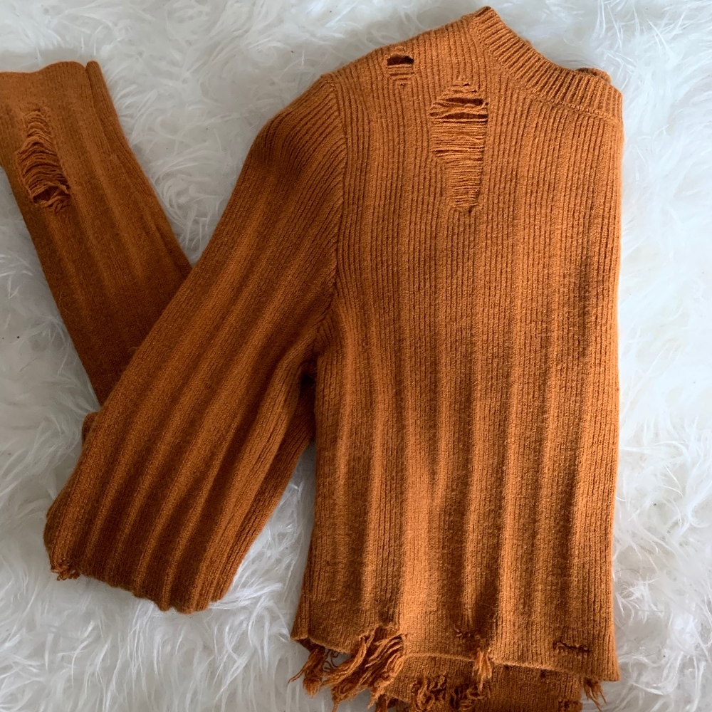 Cropped Distressed Sweater